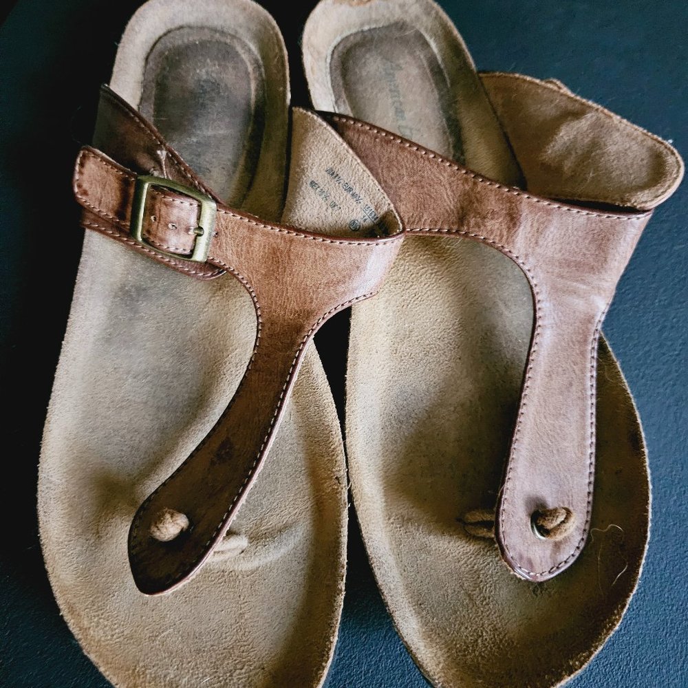AE Faux Leather Flip Flops